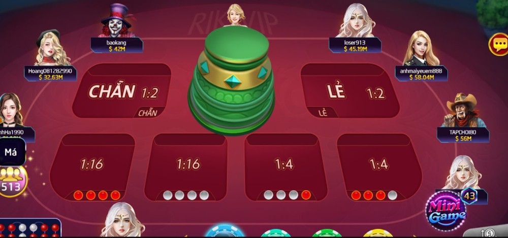 Bảng trả thưởng cho các cửa cược tại xóc đĩa online